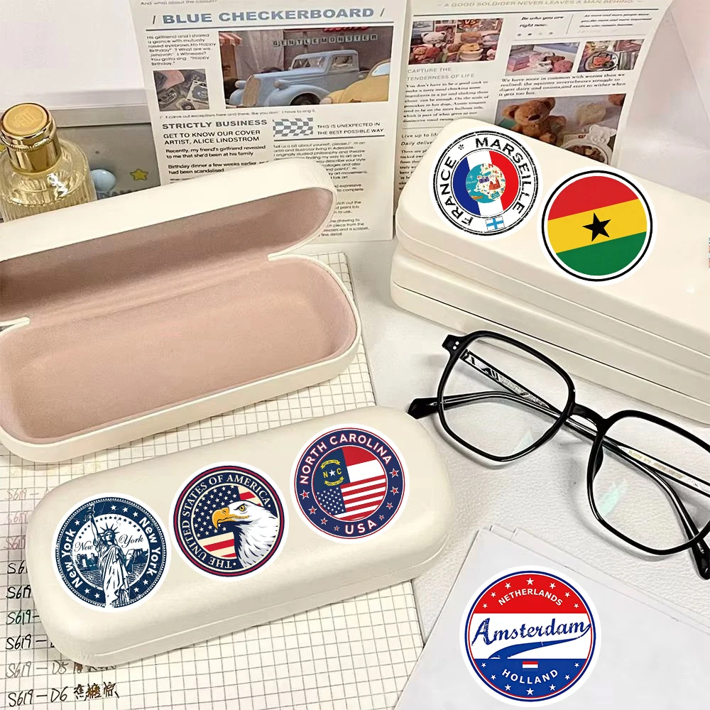 50PCS World Travel National Flag Logo Sticker Harajuku Waterproof Luggage Streetwear Supplies Creative Gifts Fridge Bar Stickers