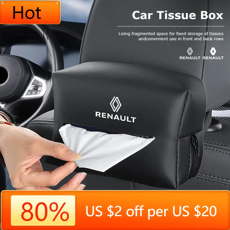 

2026 Hot For Renault Interior Stickers Car Tissue Box Sun Visor Seat Back Paper Towel Storage Bag For Renault Clio Kadjar Koleos
