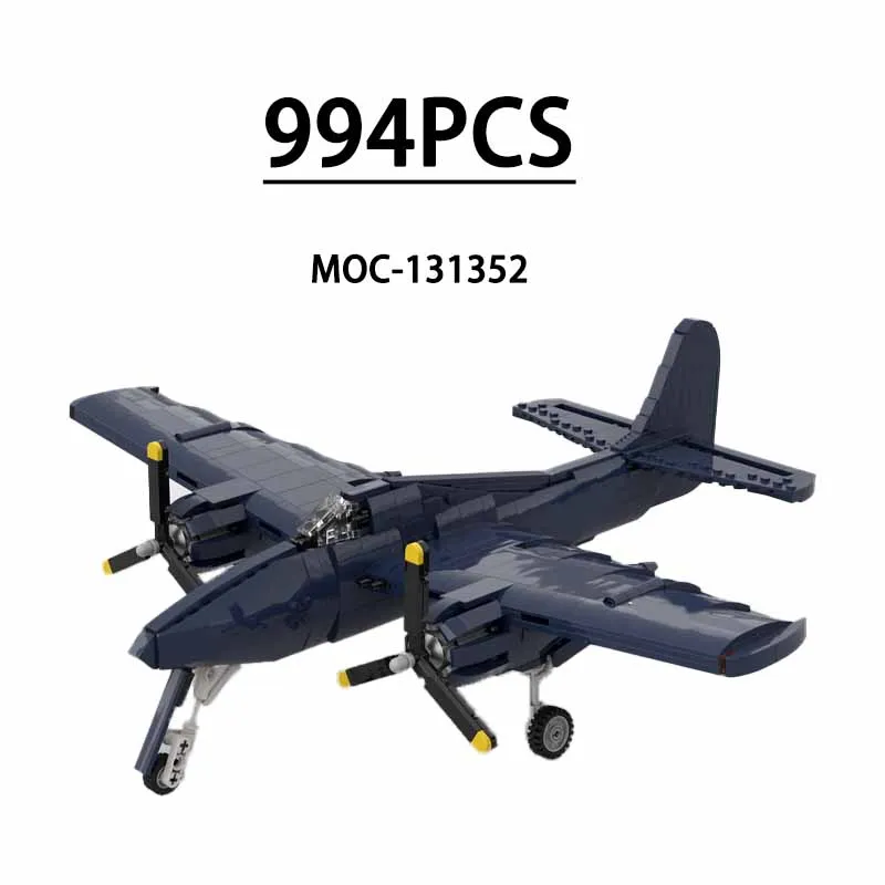 

MOC-131352 Classic 1:35 Scale F7F-3 Super Airplane Difficult Splicing Blocks Battleship 991PCS Kids Toys Birthday Gift