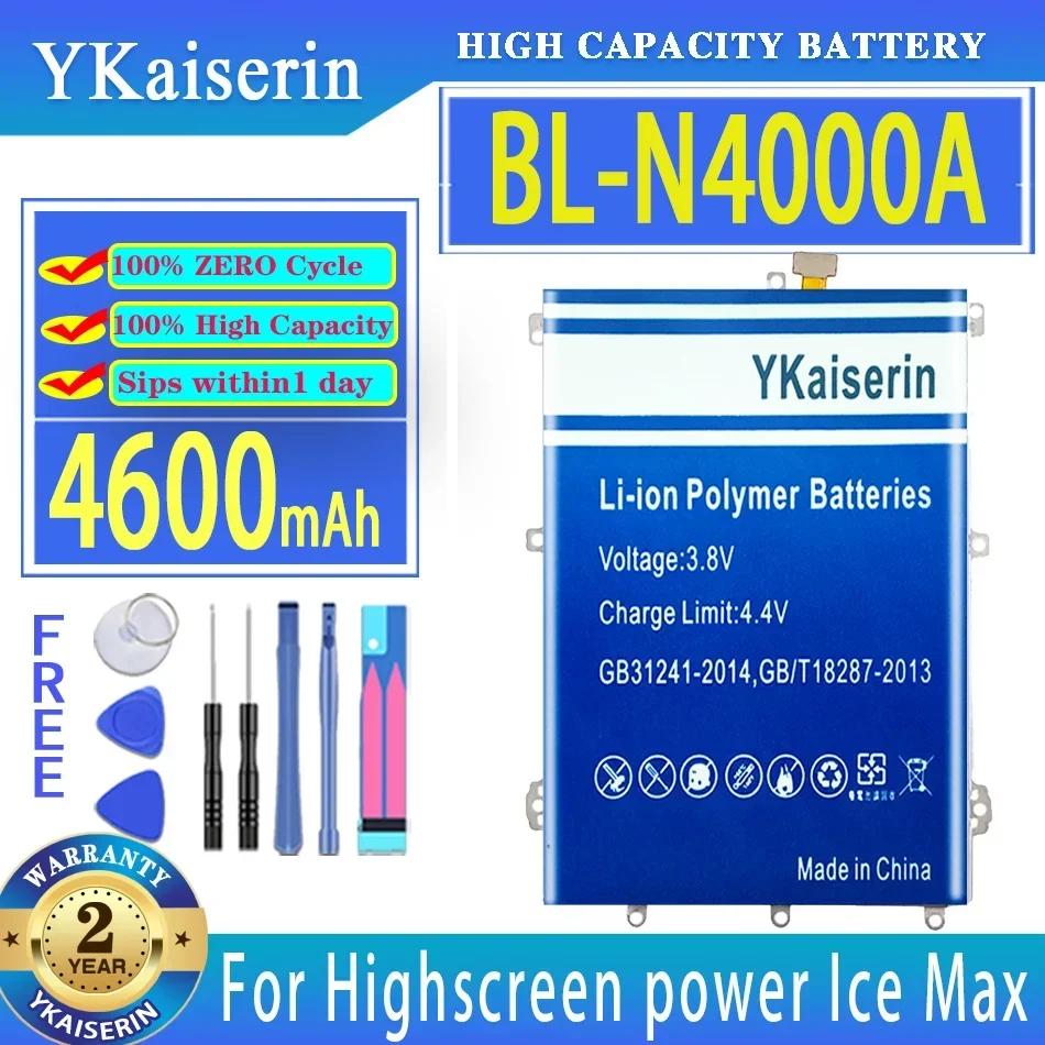 

YKaiserin 4600mAh Replacement Battery BL-N4000A for Highscreen Power Ice Max Bateria Batterie Batteries