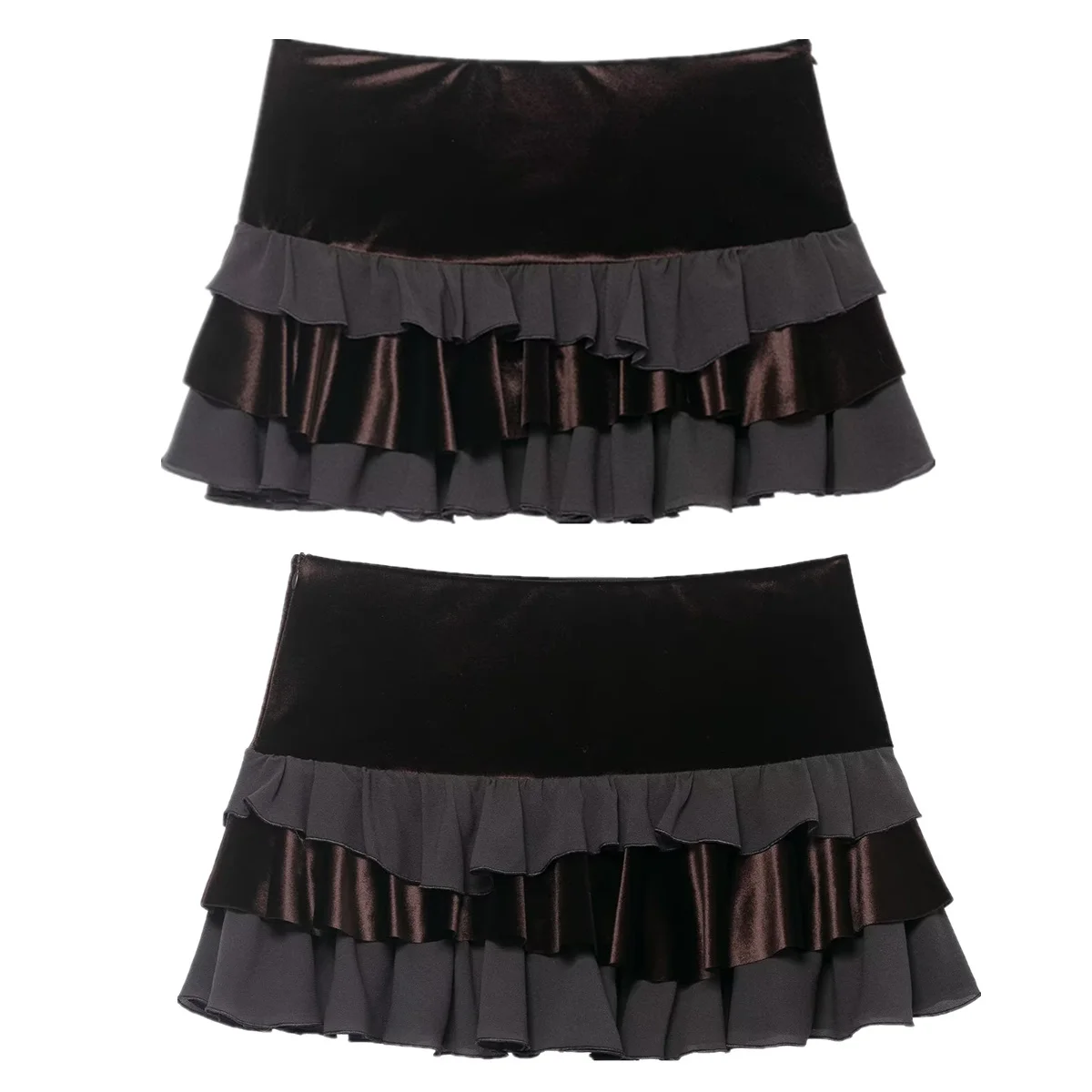 

Jenny&Dave French Elegant Cascading Velvet Mini Skirt High Waist Sexy Skirt Woman Clothing Elegant Cake Faldas Skirts