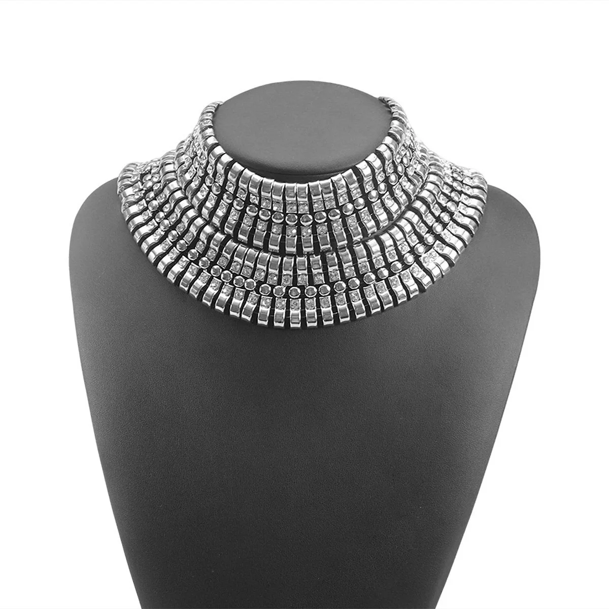 Vintage-Mehrschichtige Strass-Choker-Halsketten für Damen, Statement-Schmuck, Accessoires für Feiertage und Partys, Neu 2026 – Detail 7