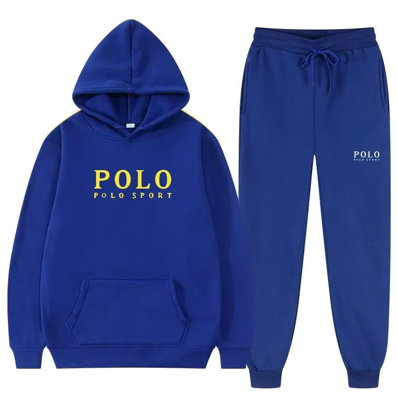 

Autumn and winter fashion casual hooded pullover + casual pants set for men's fitness, warmth and loose sports two-piece outfit
