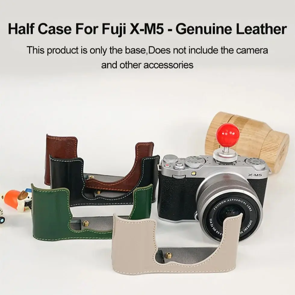 Funda protectora de cuero genuino para Fujifilm X-M5, bolso para cámara Fuji XM5, cubierta de lujo, montaje en Base, correa cruzada para el cuello y el hombro