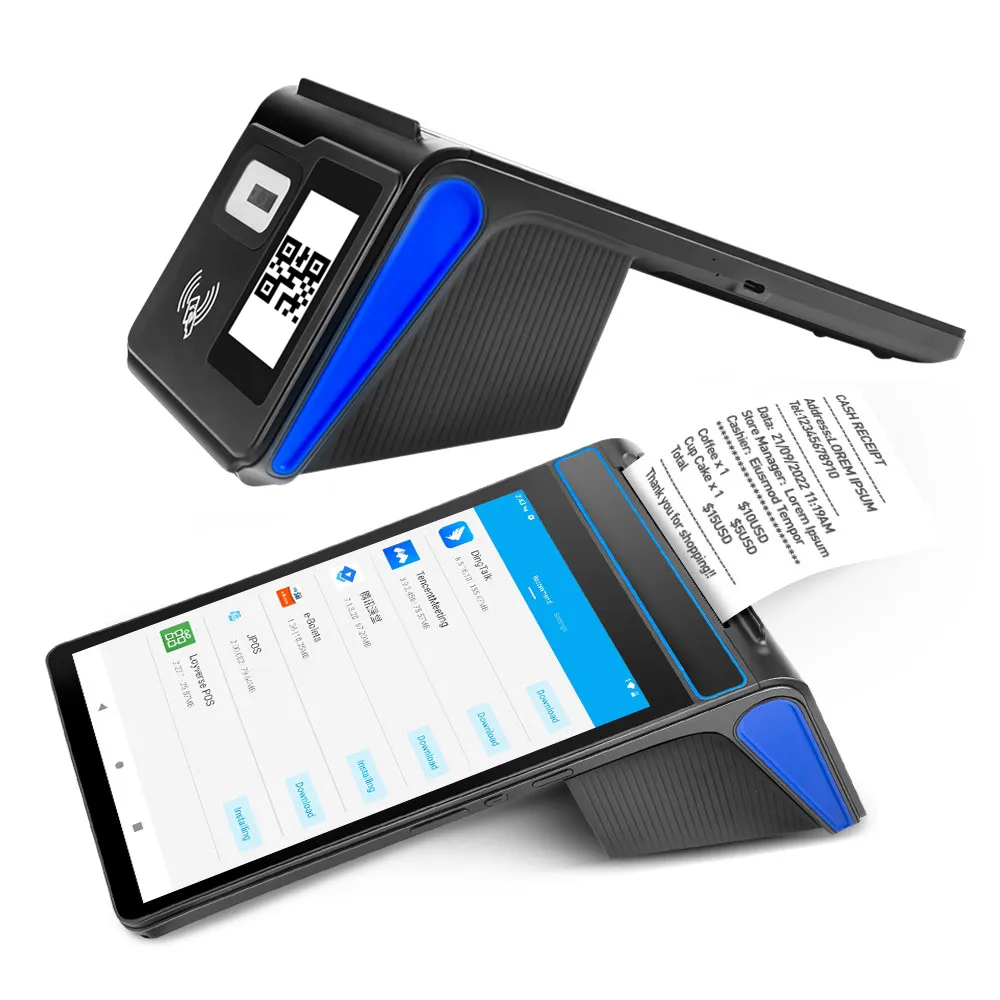 F1-88 8 بوصة يده Pos آلة 4 + 64GB محطة استلام الطابعة أندرويد 14 الكل في واحد شاشة تعمل باللمس أندرويد Pos آلة