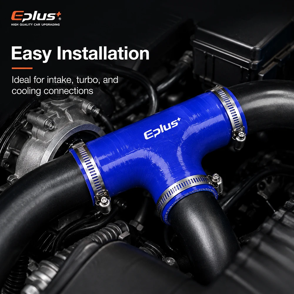 EPLUS Blauer Silikonschlauch 3-Wege T-förmiger Turbo-Ansaugschlauch Universeller Verstärkter Lufteinlass-Schlauch Silikagel-Kupplungsadapter – Detail 6
