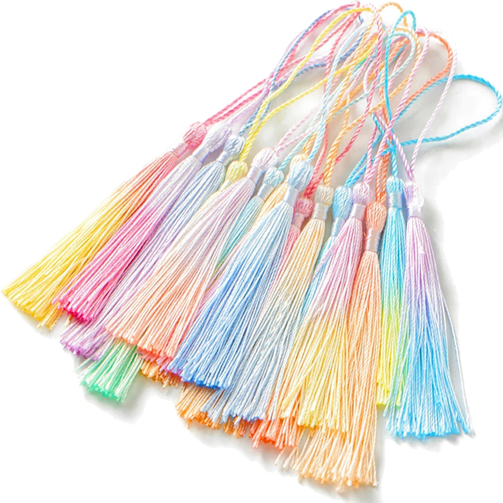 20pcs/Lot Gradient Tassels Hanging Rope Bookmark Pendant For Handmade DIY Fringe Decoration Jewelry Making Accessories Crafts