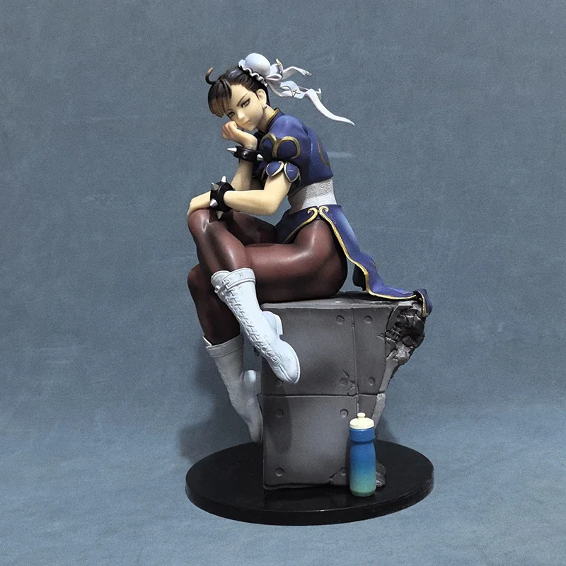 26cm Street Fighter Action Figure Chun Li Anime Figures Pvc Sitting Posture Collection Statue Desk Ornament for Birthday Gifts