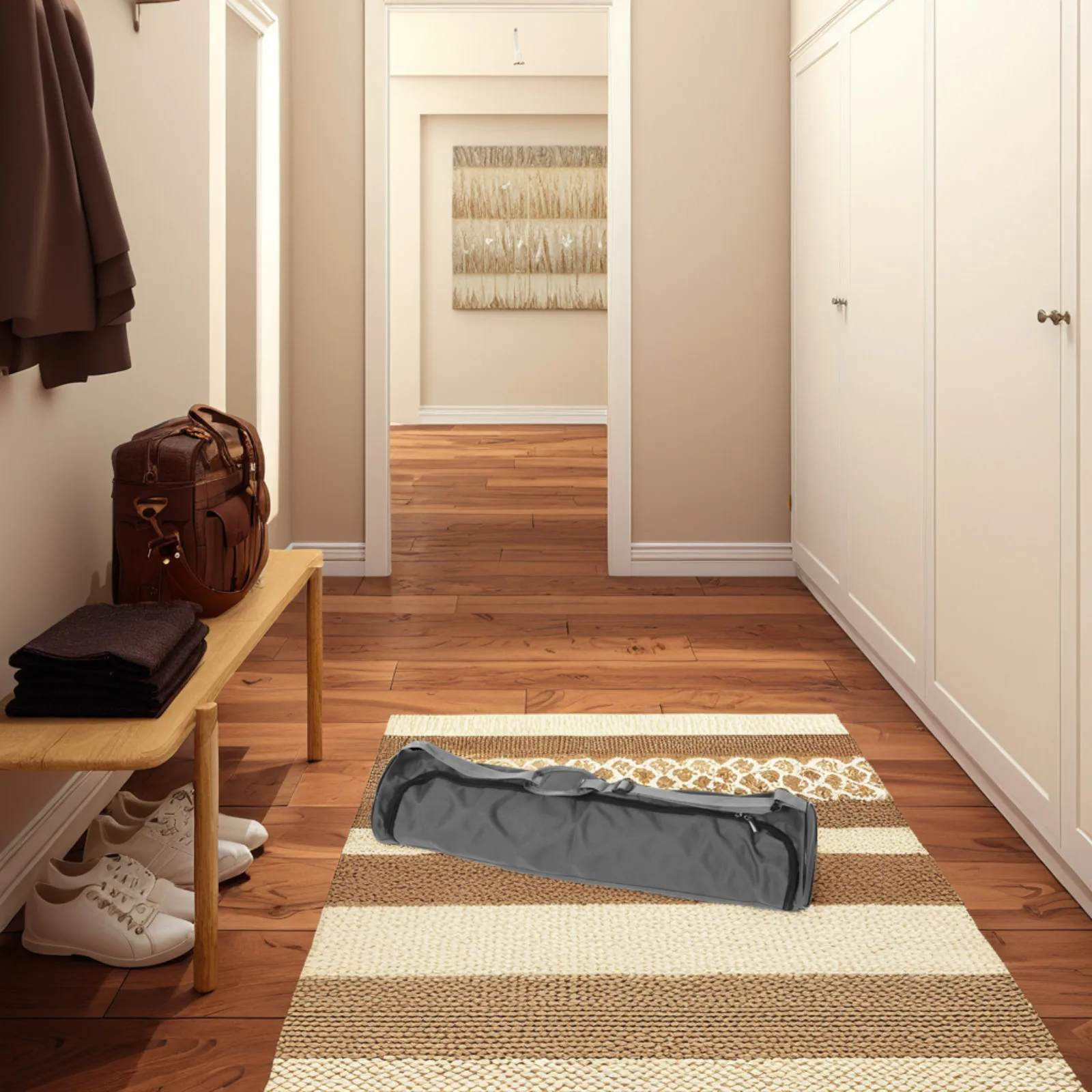 Yoga Mat Gym Bag Portable Organizer Large Capacity Cotton Linen Composite Waterproof Sports Carrying Pouch Yoga Container