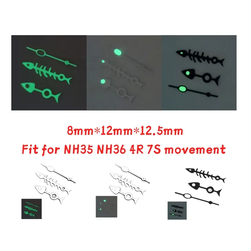 

Mod Watch Accessories Fishbone Green Luminous Watch Hand Pointer For NH35 NH36 4R 7S Movement