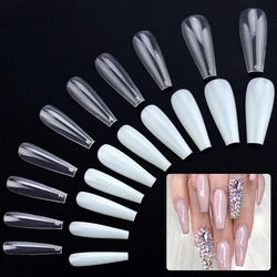 600pc/bag Long Ballerina Coffin Fake Nails Tips Clear/Natural Color Full Cover False Nails Manicure Acrylic Press Nail Art Tools