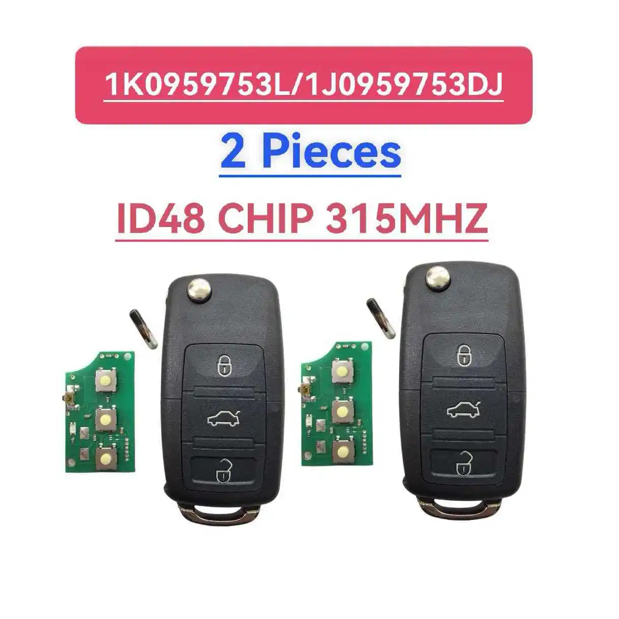 

2/5 шт. 1J0959753DJ/1K0959753L 315 МГц чип ID48 3BT, дистанционный ключ/плата управления для VW Golf 4 5 6 Jetta Passat CC Tiguan Polo Beetle Touran