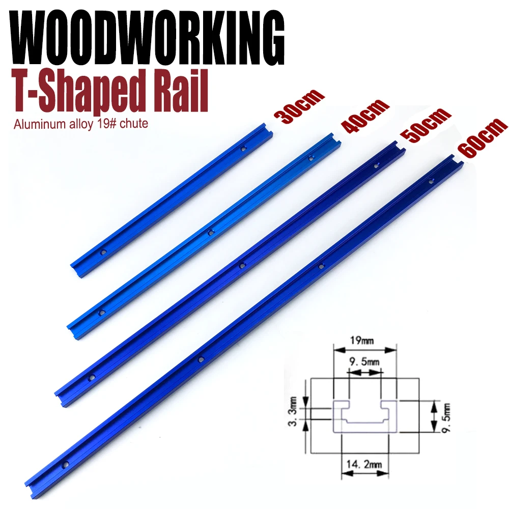 300-600mm T Track Chute 19 Type T-slot Miter Track Woodworking Tool Aluminium Alloy Guide Rail for Table Saw Workbench DIY Tool