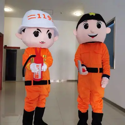 Cartoon Mascot Costume Enterprise Fire Promotion Performance Activities Puppet Suit Firefighters Dress Up