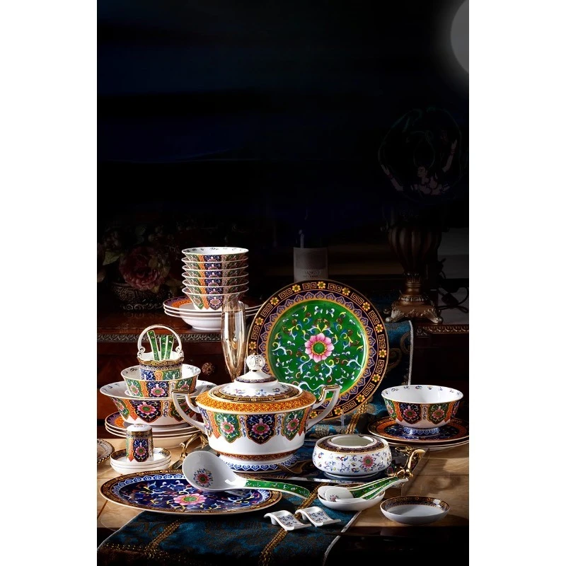 

Household chopsticks and dishes set, household dishes and tableware housewarming gift