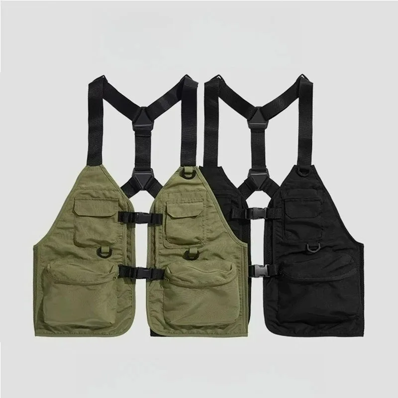 Picture 5: Workwear Webbing Buckle Multiple Pockets No Collar Outdoor Function Style Men Sleeveless Vest