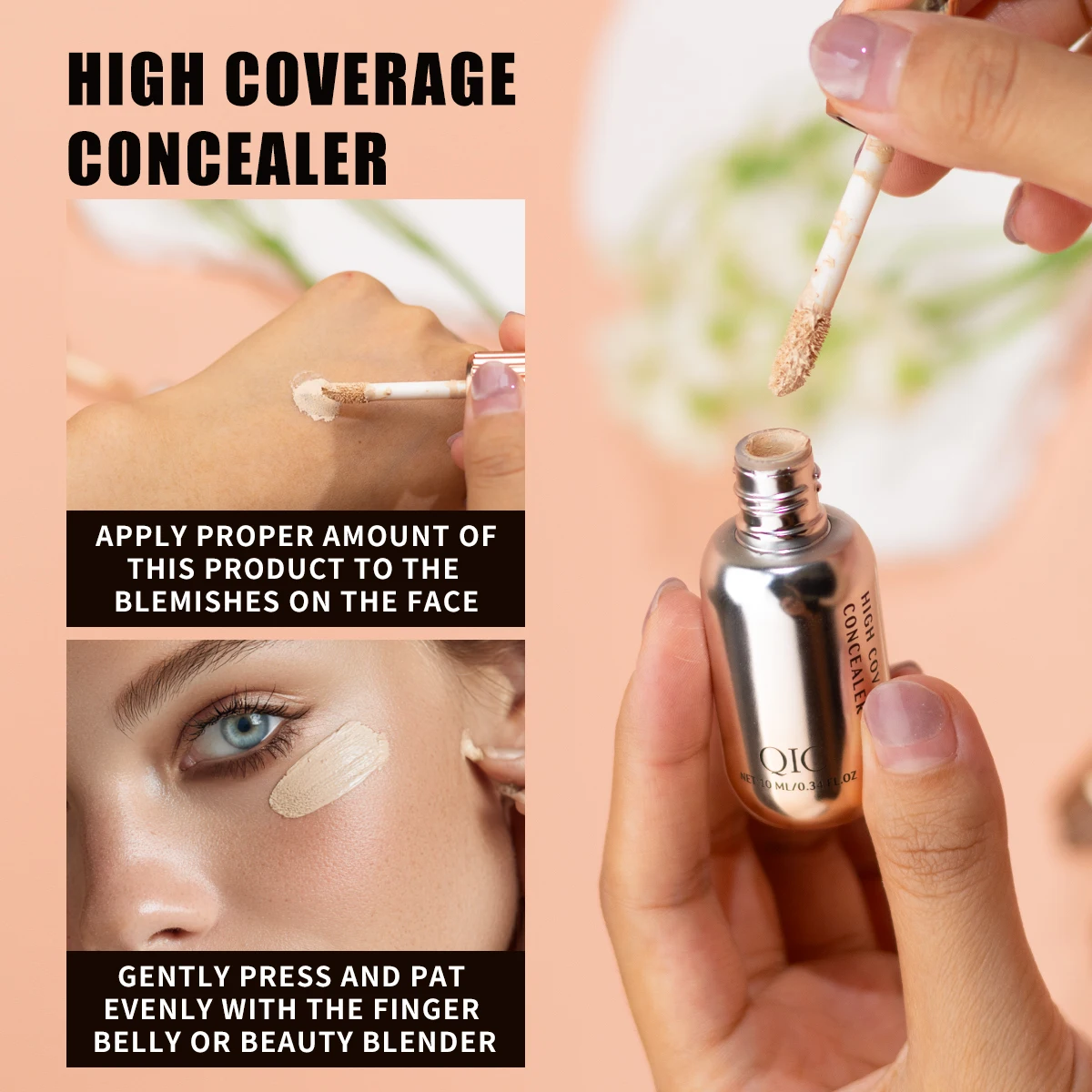 QIC Seamless Concealer Moisturizing Brightens and Covers Dark Circles and Tear Grooves Without Wrinkles