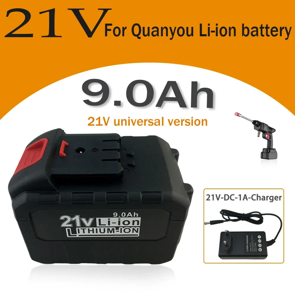 

21V 9000mAH lithium battery for Quanyou cutting machines, electric drills and other tools, compatible with power tools+charger