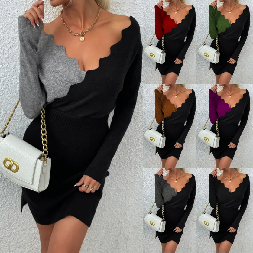 

Knee Length Pullovers Grunge Sweaters Jumpers Women Unique U-Neck Loose-Fit Outer Mother's Western Style Rhinestones Furry Girls