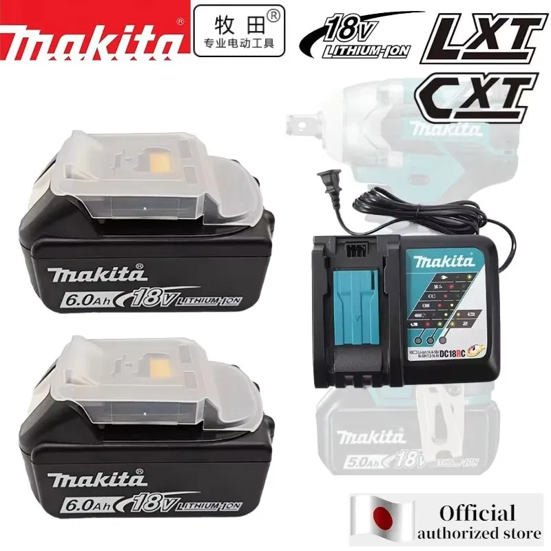 

Genuine Makita 18V 6Ah Rechargeable Power Tools Battery 18V makita with LED Li-ion Replacement LXT BL1860B BL1860 BL1850 Charger