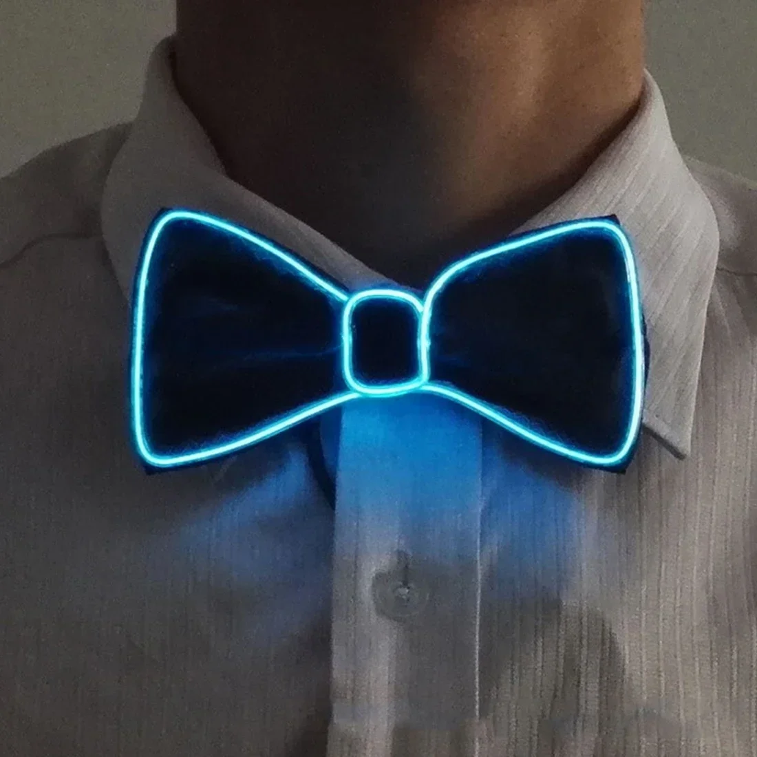 Men Glowing Bow Tie EL Wire Neon LED Luminous Party Haloween Christmas Luminous Light Up Decoration Bar Club Stage Prop Clothing