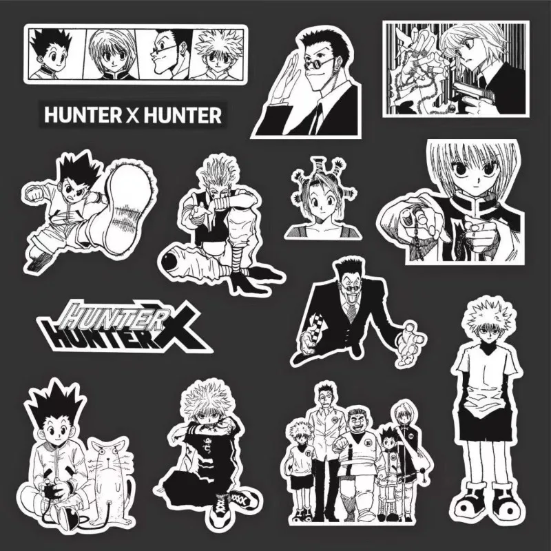Hunter Hunter Gon Freecss Hisoka Killua Zoldyck dessin animé mignon noir et blanc manga journal décoration autocollants autocollants imperméables