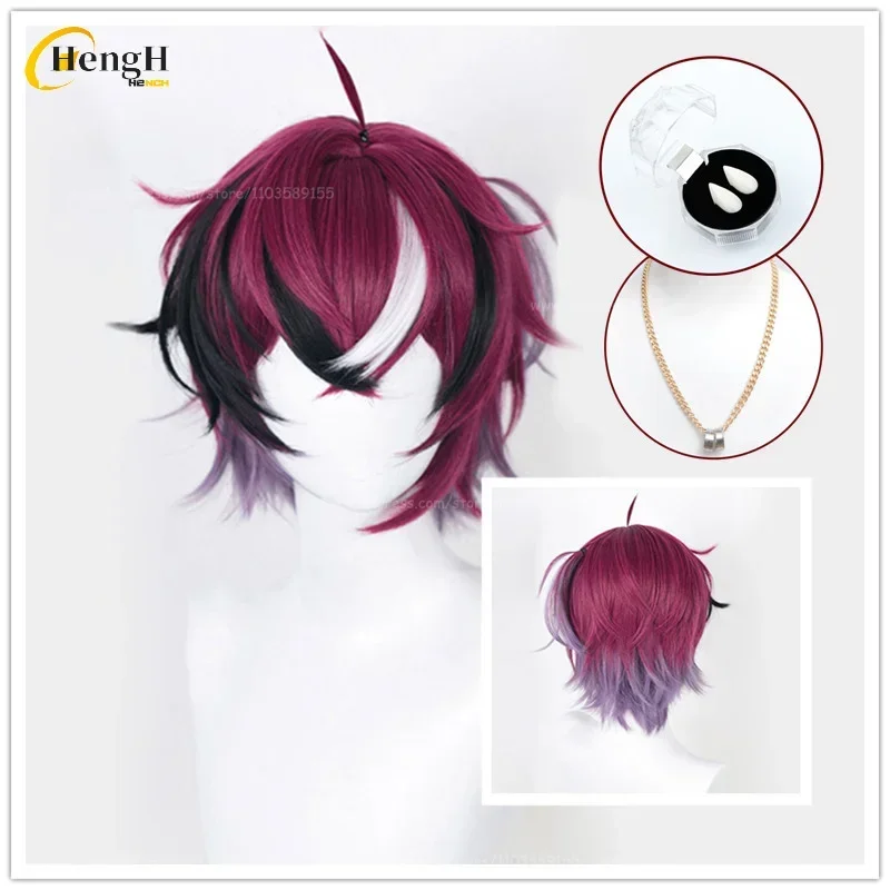 In Stock Anime Synthetic Doppio Dropscythe Short 30cm Gradient Cosplay Anime Wig Heat Resistant Hair Halloween Wigs + A Wig Cap