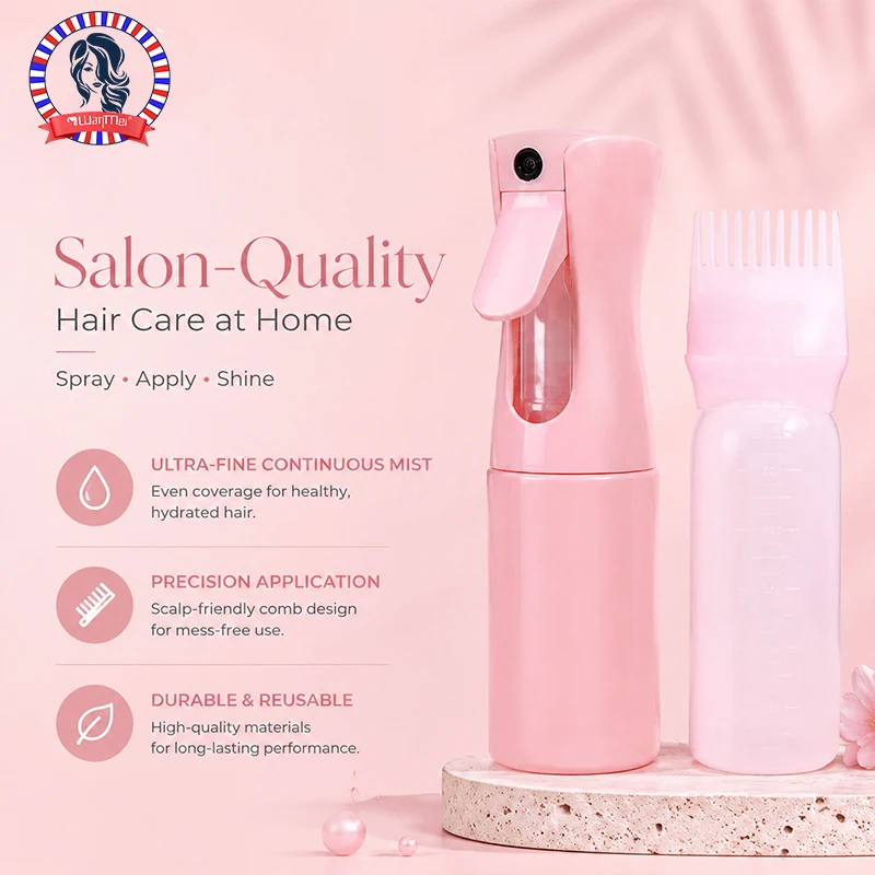 Hair Oil Applicator Set, Root Comb Applicator, Hair Oil Applicator, Fine Mist Sprayer, Hair Dye Bottle, Barber Shop Tools, 2 Pcs