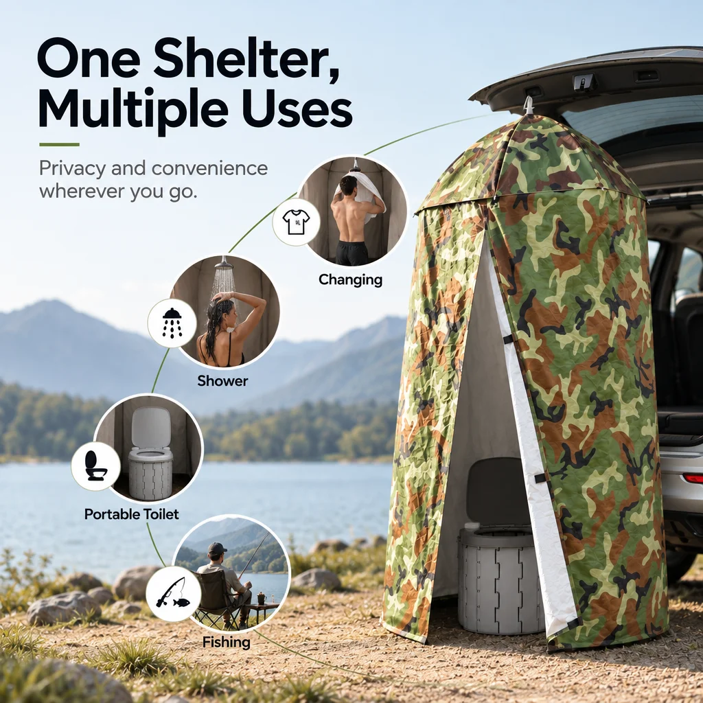 Portable Hanging Privacy Shelter Pop-Up Changing Shower Tent for Camping Car Tailgate Outdoor Toilet 77/90cm image 2