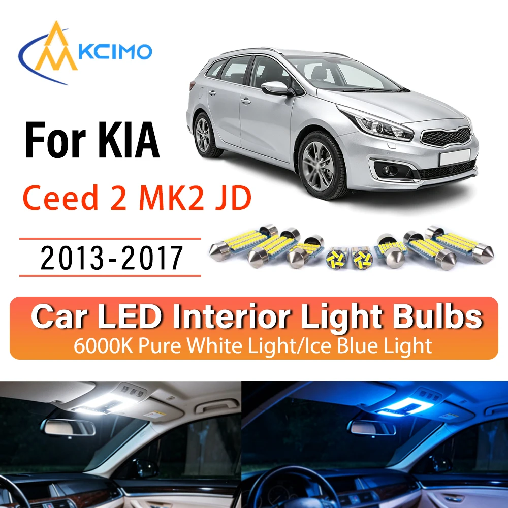 Premium Cozy LED Interior Lights For KIA Ceed 2 MK2 JD 2013-2017 Super Bright, Quick Setup Blue Light, White Light Kit Sturdy