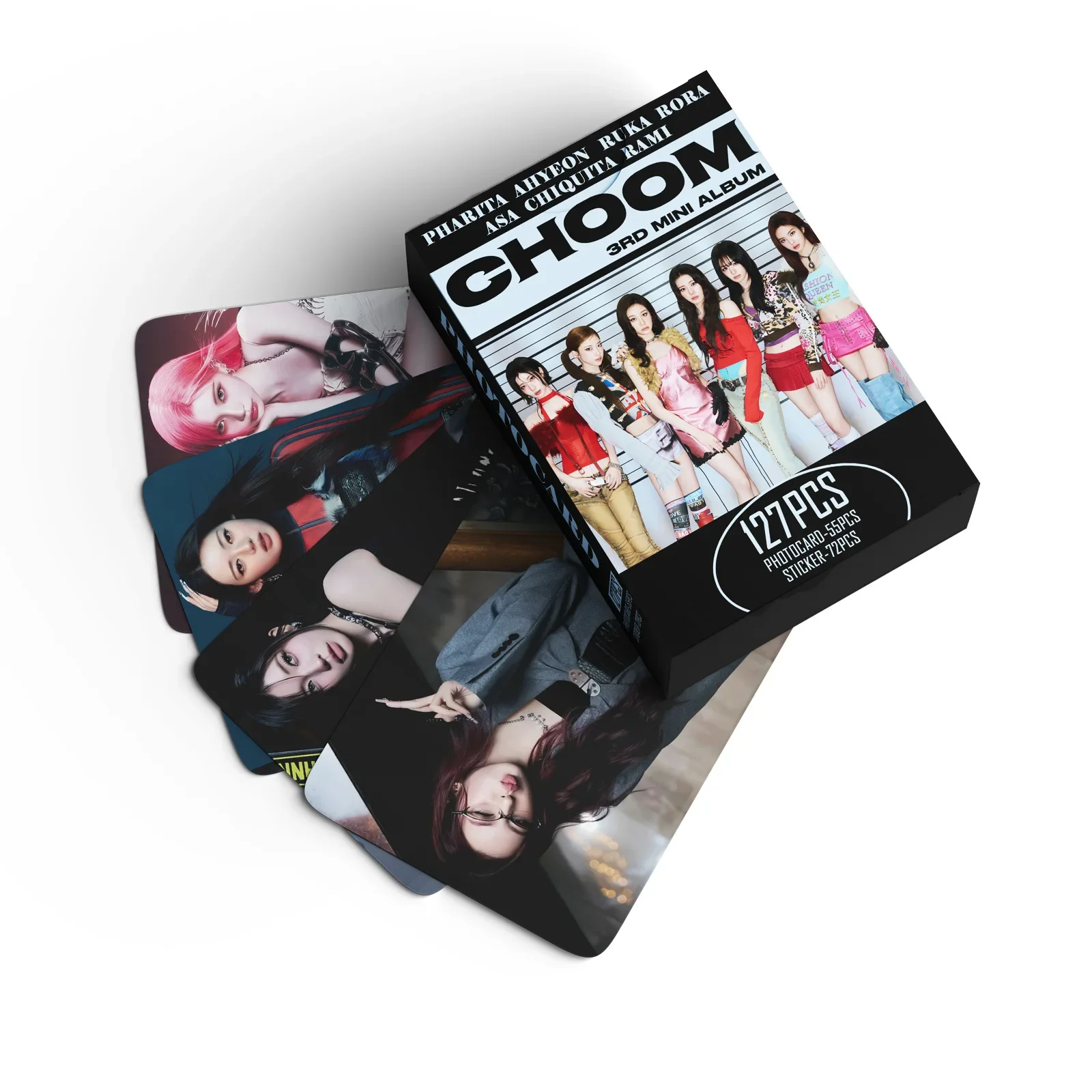 127 BABYMONSTER CHOOM Small Card Stickers Featuring Ahyeon, Asa, and Rora Single Stage Designs, Complete Set Without Repetition
