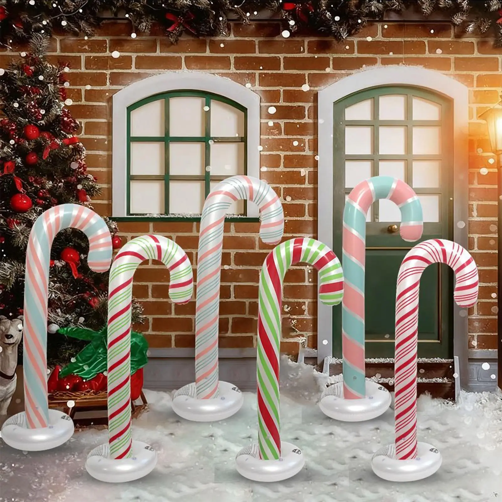 

Christmas Inflatable Outdoor Decoration 4.26ft Candy Cane Decoration 6 Pieces Giant Inflatable Candy Cane With Water Fillable