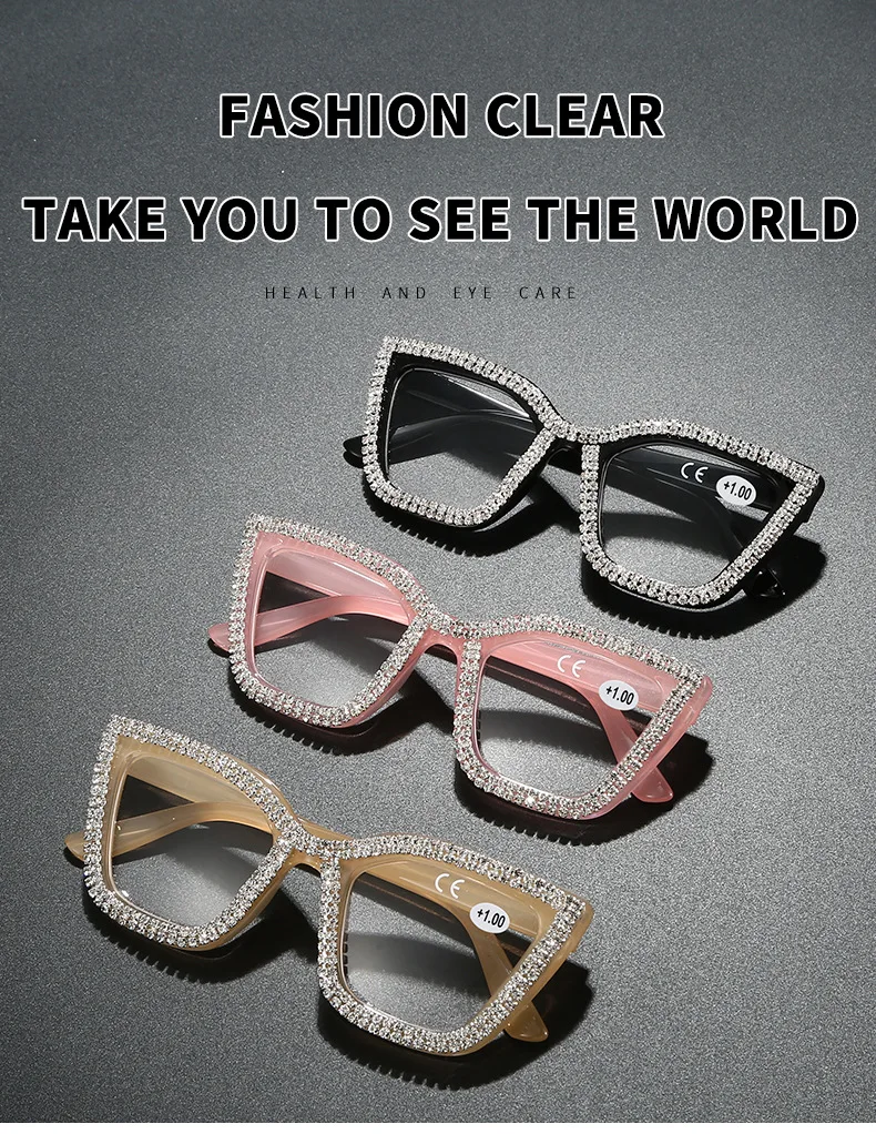 2025 Neue Lesebrillen für Damen und Herren, Katzenaugen-Design mit Diamanten Besetzt, Modische Blaulichtfilter-Brille, Unisex Lesebrille – Detail 7