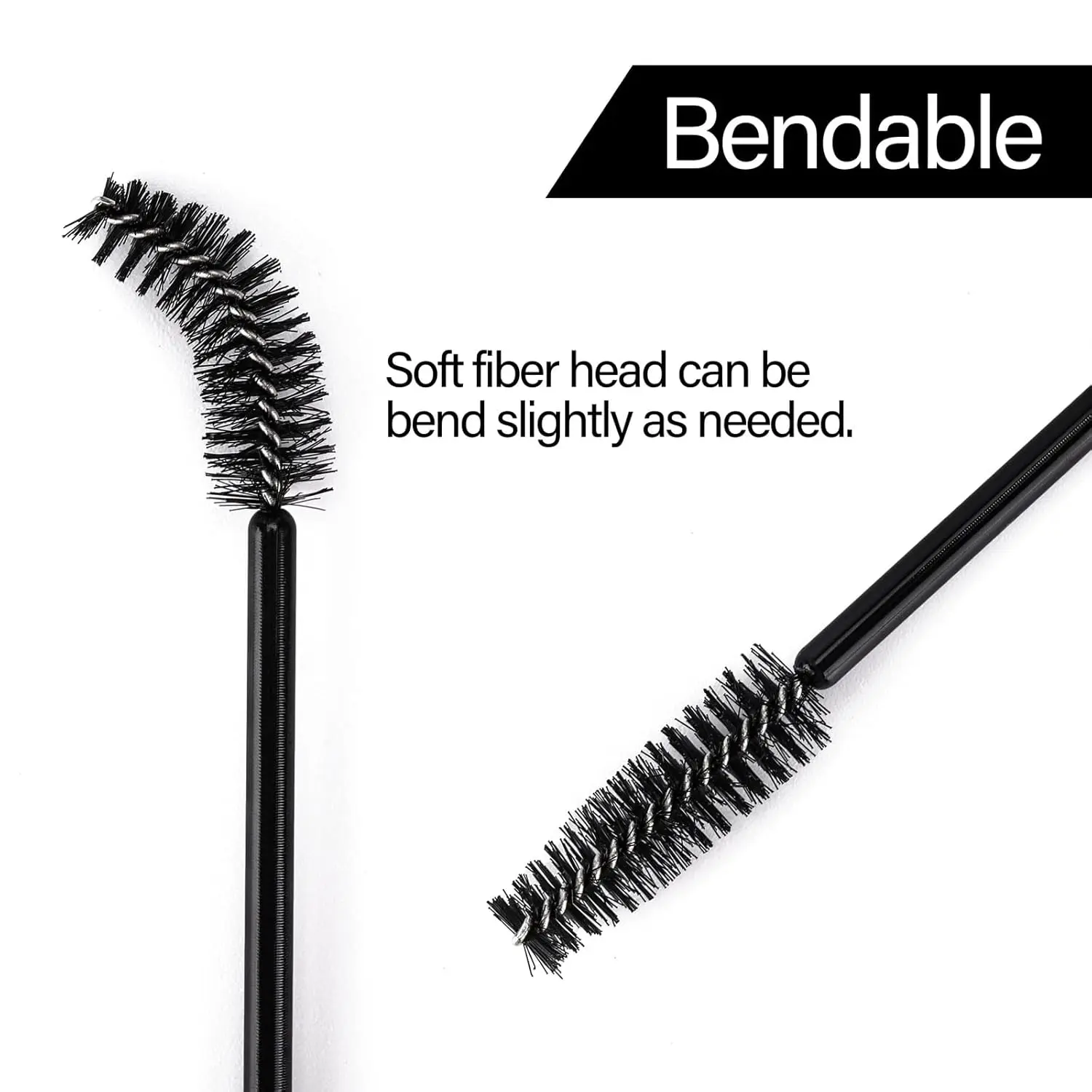 500 Disposable Mascara Wands Eyelash Brushes Brow Applicators Lash Spoolies for Extensions - Black