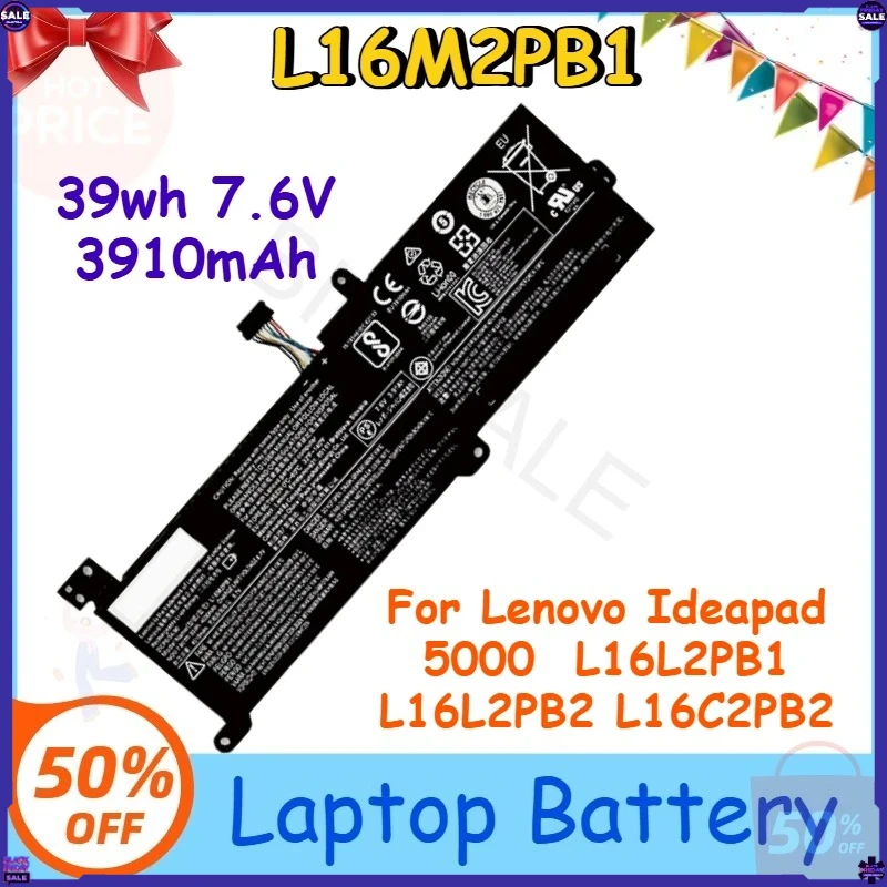 

Аккумулятор для ноутбука L16M2PB1 39 Вт·ч 7.6 В 3910 мА·ч для Lenovo Ideapad 5000 L16L2PB1 L16L2PB2 L16C2PB2 — Хит продаж