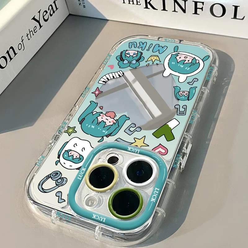 Kawaii Hatsune Miku Kagamine Rin/Len Cartoon Mirror Silicone IPhone Phone  Case Anime Creative Makeup Cream Mirror Girl Gift - AliExpress 26