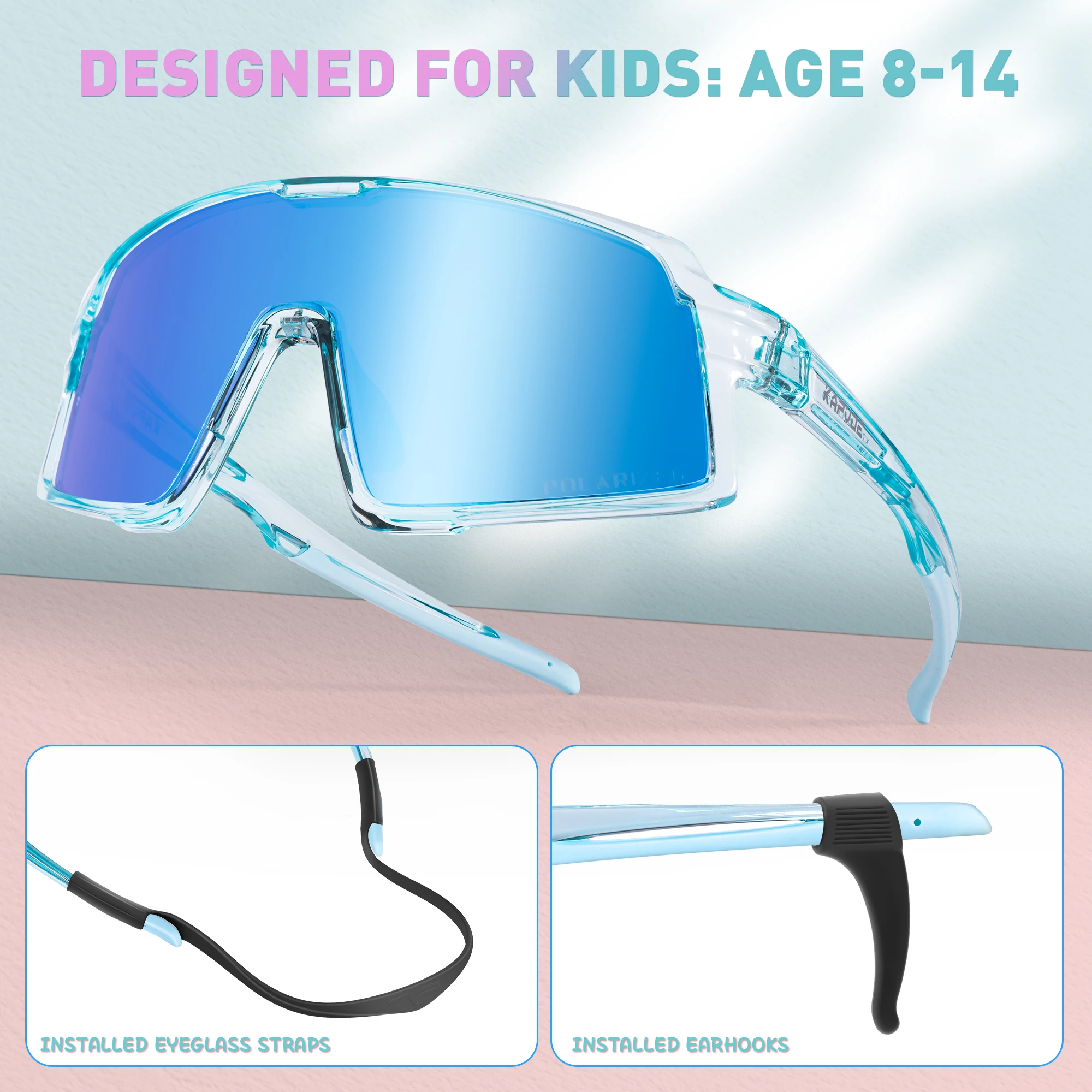 KAPVOE gafas de sol polarizadas para pescar, gafas de ciclismo para niños y niñas UV400, equipo de bicicleta para niños, gafas para deportes al aire libre para acampar y Golf