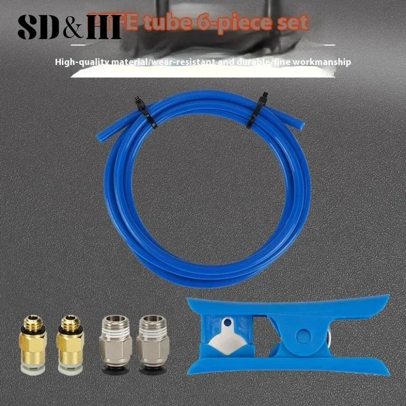 

6 шт./компл., 1 м трубка из ПТФЭ 2*4 мм PC4-01 PC4-M6, пневматический разъем, детали 3D-принтера для экструдера Боудена Creality Ender 3 1,75 мм