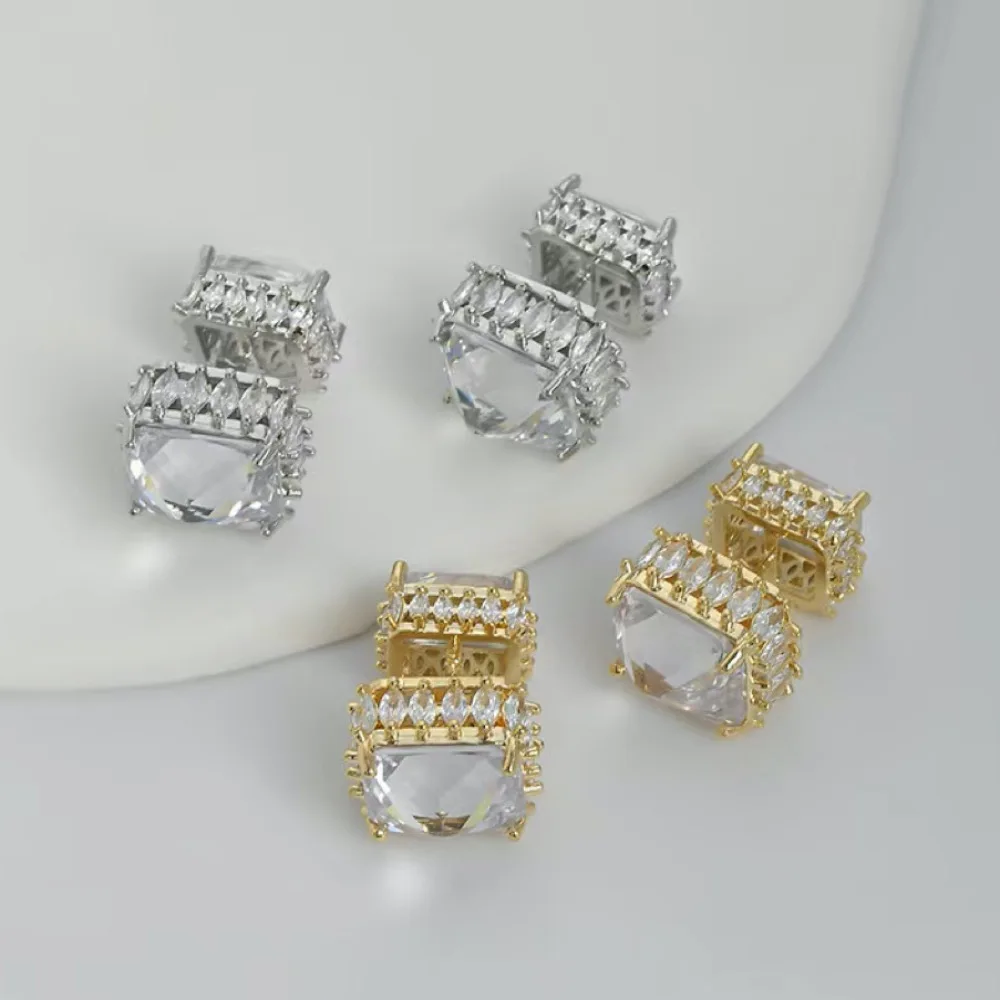 Exquisite Zircon Earrings. Earrings That Can Be Worn on Both Sides. Cubic Zirconia Golden Jewelry Fashion New Jewelry Girl Gift