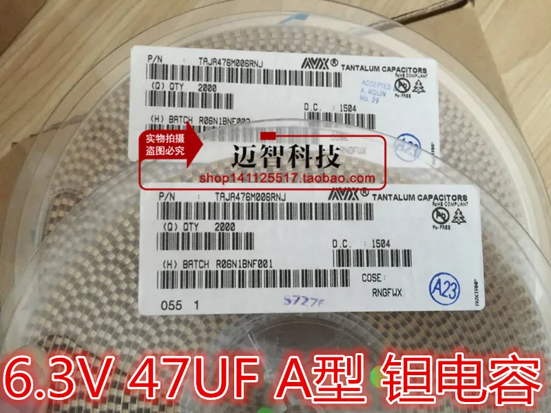 50-2000pcs TAJA476M006RNJ 1206 3216 6.3V 47UF A type 6.3V47A SMD tantalum capacitor printed 476J original spot