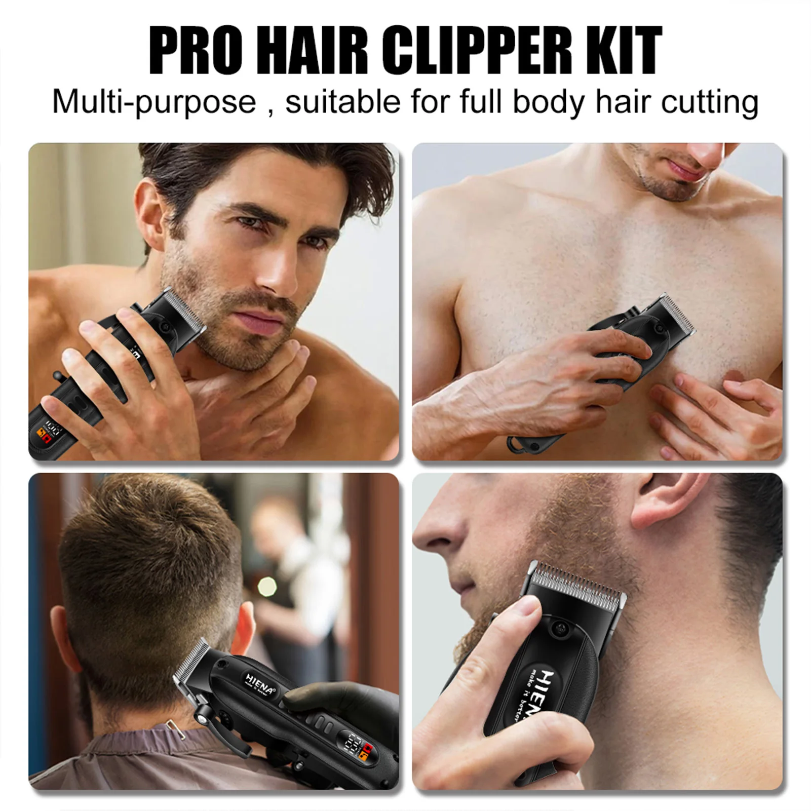 Professional Barber Hair Clippers set HIENA HYN-222 Electric Cordless hair cutting machine Wet And Dry haircut Beard Trimmer