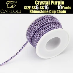 CARLOW SS4-SS16 Crystal Purple Rhinestone Cup Chains SS6-SS16 Glitter Rhinestone Trim for Wedding Dress DIY Accessories ZL-182