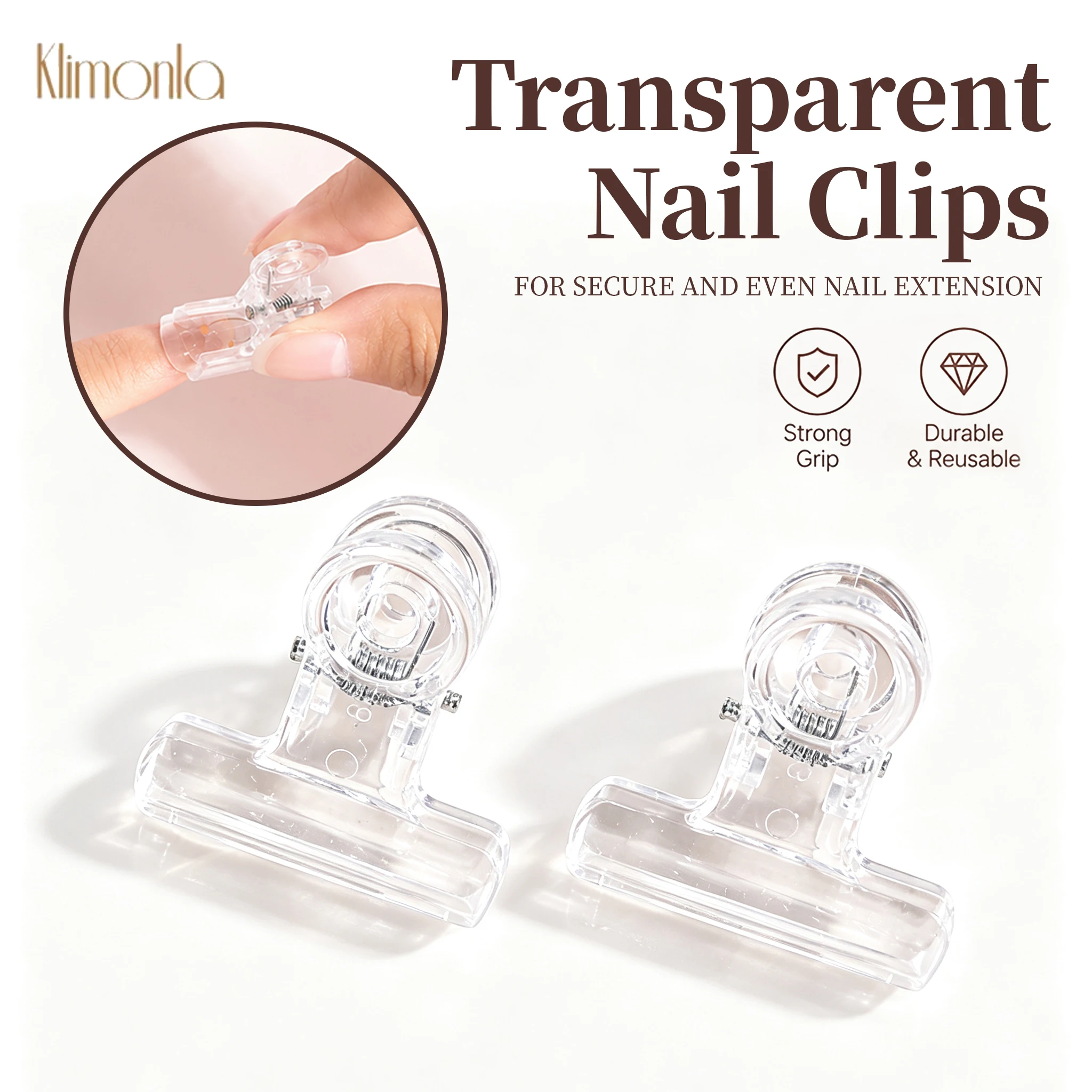Klimonla 12Pcs Nail Pinching Clips Plastic Transparent Nail Quick Building Tips Clip Professional Manicure Supplies Tool