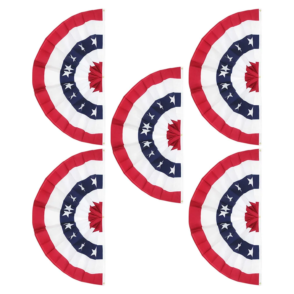 5Pcs Pleated Fan Flag Usa Patriotic Bunting Banner American Festival Party Decoration Hanging Flag Decor Bunting Flags - Image 4