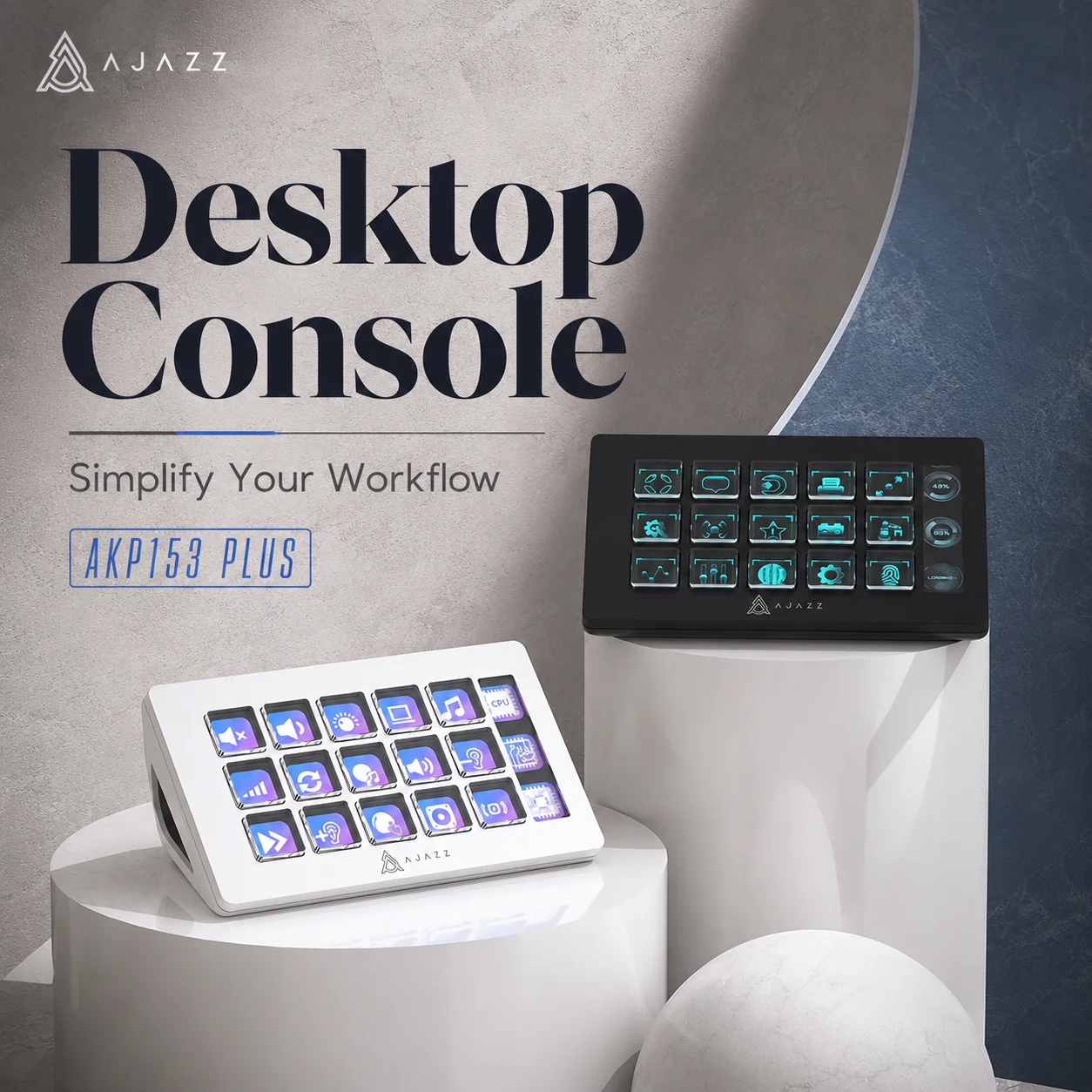 Ajazz AKP153E Controller Keyboard 15 Key LCD Key Multi functional Integrated Live Console Suitable for Live Content Creation
