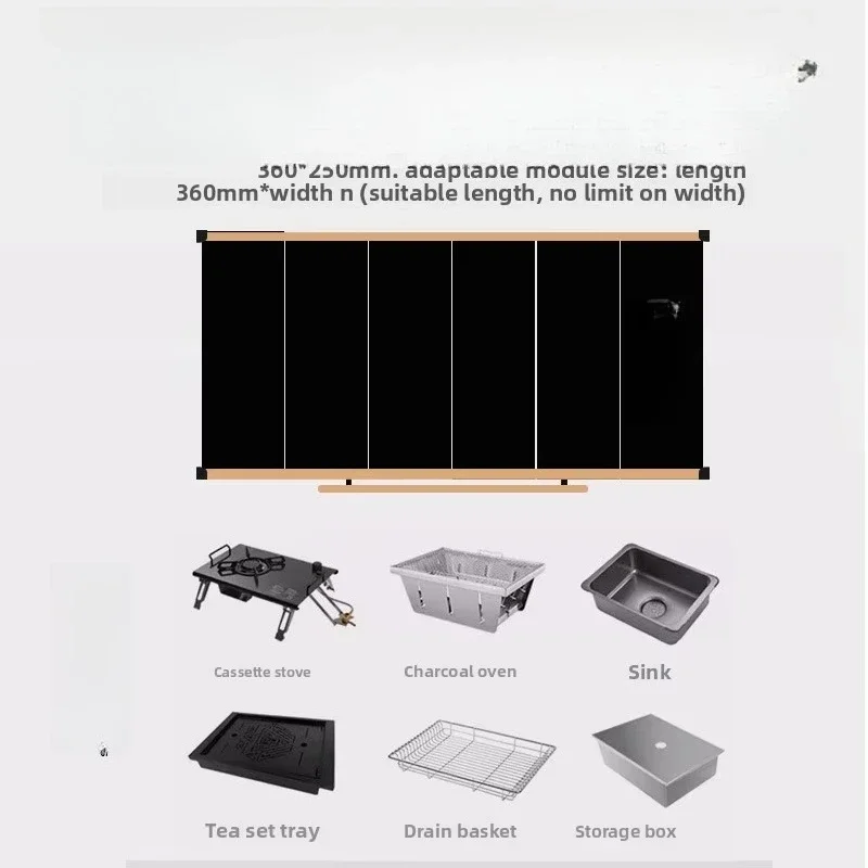 Adjustable Modular Unit Style Table Outdoor Equipment Folding Table Removable Kitchen BBQ Table