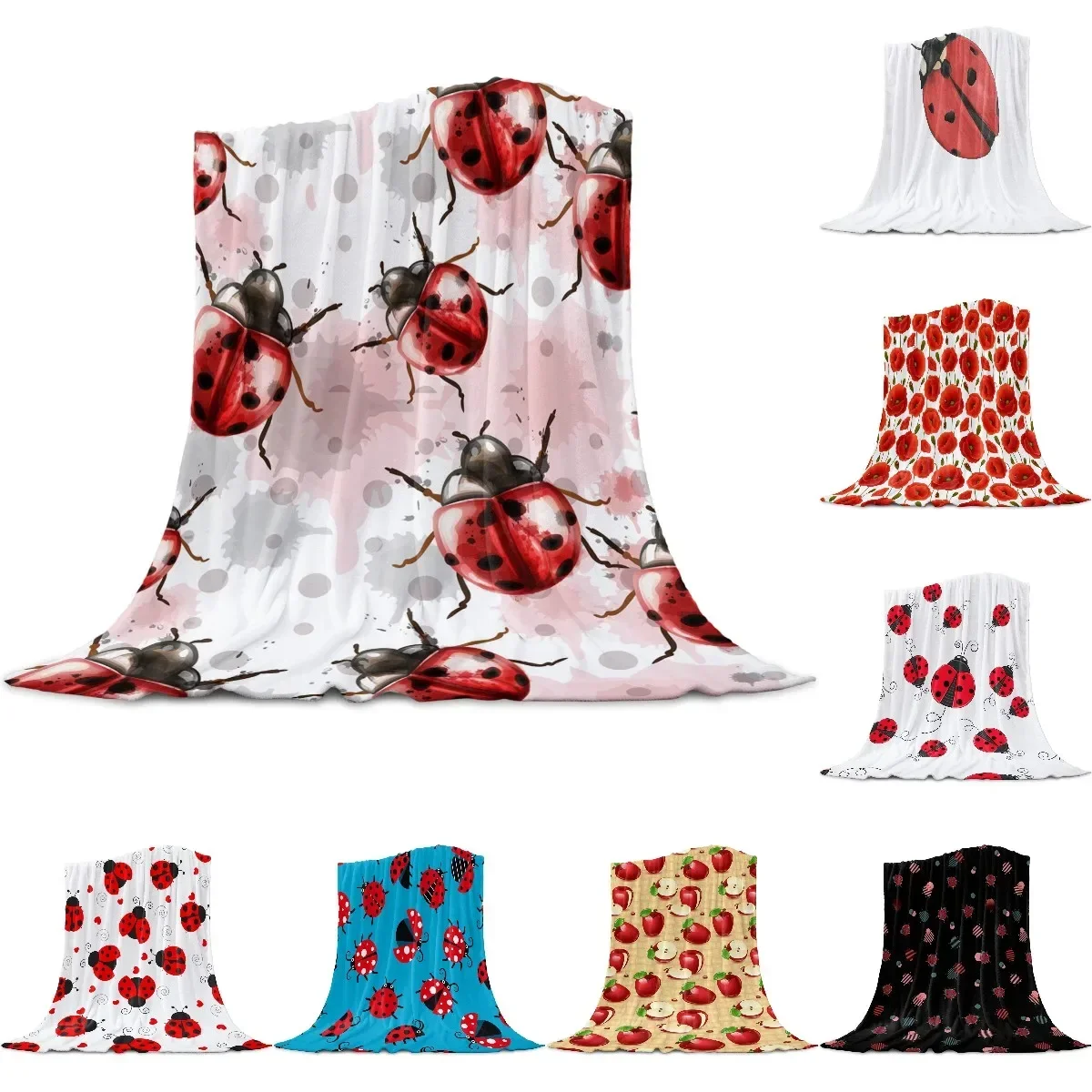 수채화 동물 무당 벌레 가벼운 얇은 플란넬 담요, 사용자 정의 매우 따뜻한 부드러운 담요, 소파 침대에 던지기, 여행 침대보 퀸