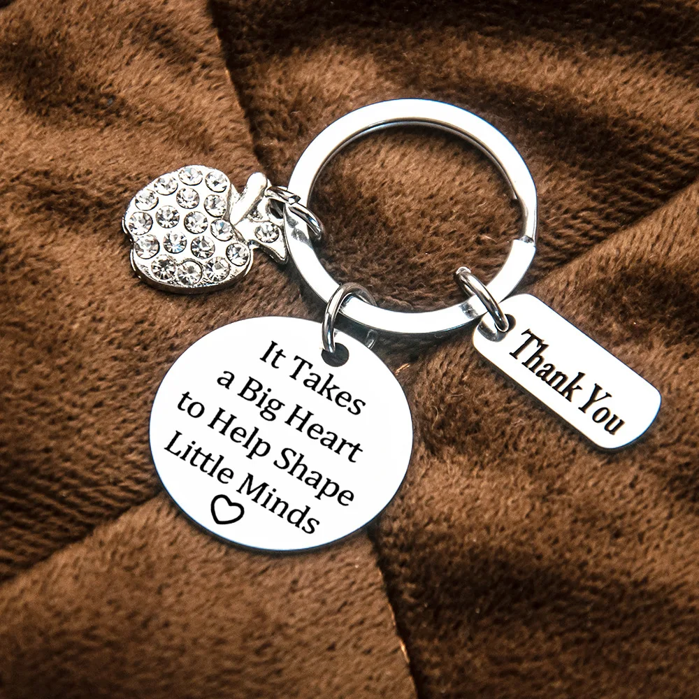 Teacher Keychain Pendant Metal Teacher's Day Graduation Gifts Key Chains Keyring It Takes A Big Heart To Help Shape Little Minds