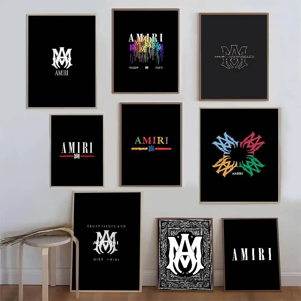 Pósteres Adhesivos con el Logotipo de A-AMIRI, Estilo Retro, Papel Kraft, Decoración para Habitación, Bar, Cafetería, Arte Estético para Pared
