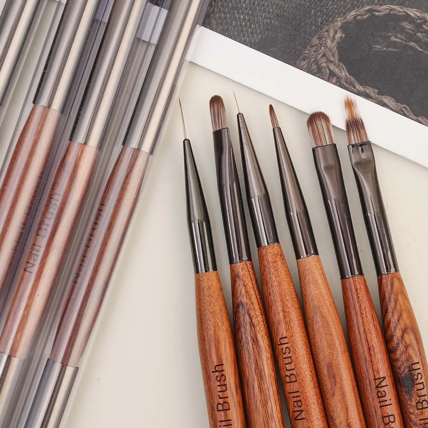 مسمار فرشاة فنية خطوط مزدوجة الرأس رسم لون اللوحة العلاج بالضوء فرشاة جل مانيكير فرش مسمار DIY تصميم أدوات الرسم